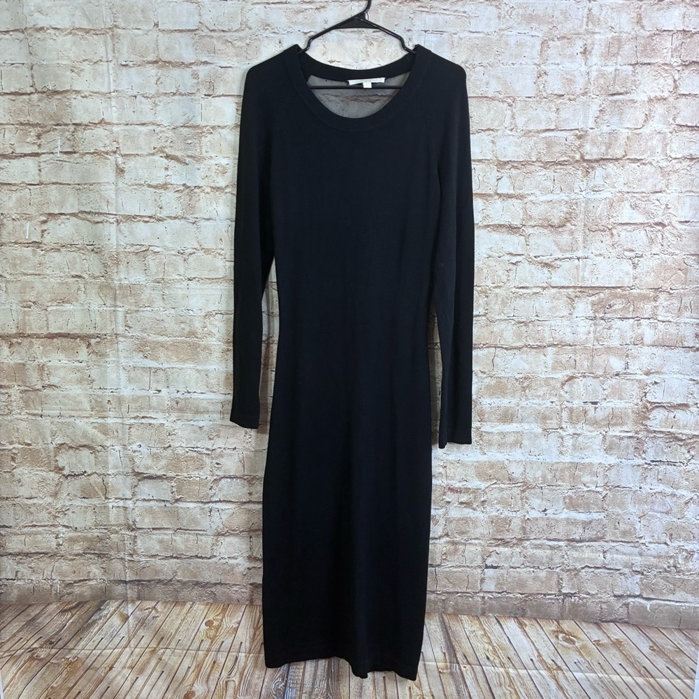 Jonathan Simkhai Black Sheer Back Midi Sweater Dress Size Small